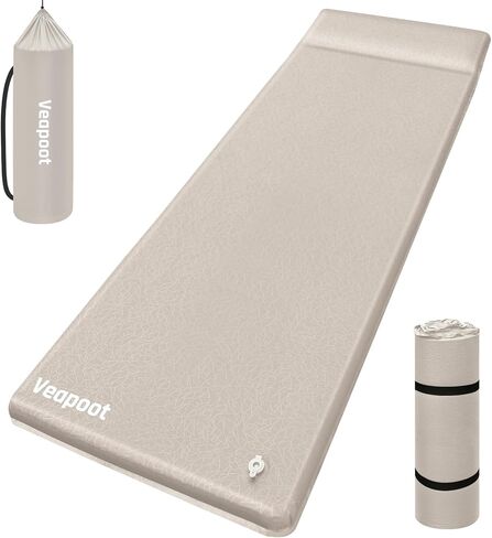 وسادة نوم Veapoot ذاتية النفخ - مرتبة تخييم سميكة للغاية 6 سم مع وسادة مدمجة، وسادة تخييم 20 ثانية وسادة نوم إسفنجية سريعة النفخ للخيمة/المشي لمسافات طويلة/التخييم/السفر in Kuwait