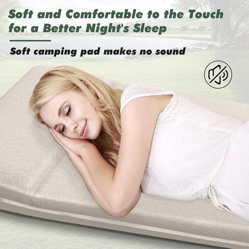 وسادة نوم Veapoot ذاتية النفخ - مرتبة تخييم سميكة للغاية 6 سم مع وسادة مدمجة، وسادة تخييم 20 ثانية وسادة نوم إسفنجية سريعة النفخ للخيمة/المشي لمسافات طويلة/التخييم/السفر in Kuwait