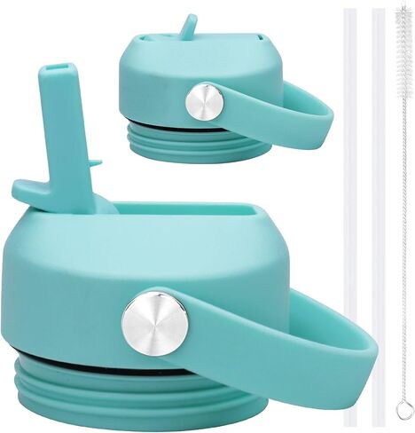 FLAKBOTEL غطاء من القش مناسب لزجاجة مياه Yeti Rambler 18oz 26oz 36oz 64oz، غطاء بديل بمقبض مرن لزجاجة Yeti Rambler مع القش (أخضر نعناعي وأخضر نعناعي) in Kuwait