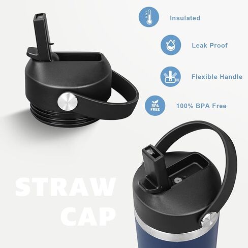 FLAKBOTEL غطاء من القش مناسب لزجاجة مياه Yeti Rambler 18oz 26oz 36oz 64oz، غطاء بديل بمقبض مرن لزجاجة Yeti Rambler مع القش (أخضر نعناعي وأخضر نعناعي) in Kuwait