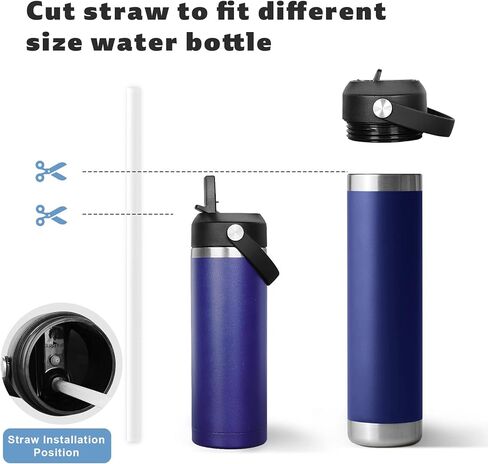 FLAKBOTEL غطاء من القش مناسب لزجاجة مياه Yeti Rambler 18oz 26oz 36oz 64oz، غطاء بديل بمقبض مرن لزجاجة Yeti Rambler مع القش (أخضر نعناعي وأخضر نعناعي) in Kuwait