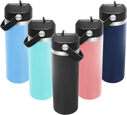 FLAKBOTEL غطاء من القش مناسب لزجاجة مياه Yeti Rambler 18oz 26oz 36oz 64oz، غطاء بديل بمقبض مرن لزجاجة Yeti Rambler مع القش (أخضر نعناعي وأخضر نعناعي) in Kuwait