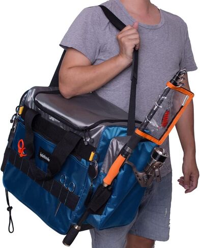 Kylebooker Fishing Tackle Bag Medium Fishing Gear Storage Bags Portable Fishing Organizer Shoulder Satchel (Black)… in Saudi Arabia
