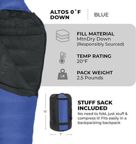 TETON Sports ALTOS، حقيبة نوم 20 درجة و0 درجة للبالغين، حقيبة نوم دافئة خفيفة الوزن للمومياء للتخييم والمشي لمسافات طويلة وحقائب الظهر in Kuwait