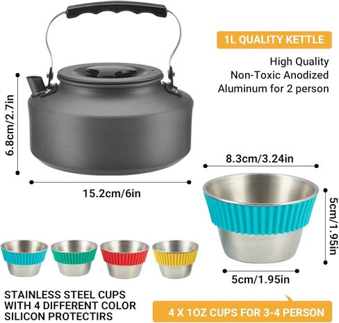 Bulin 37/24/20/17/12/9/4PCS Camping Cookware Mess Kit Backpacking Cooking Set Lightweight Cookware Sets Outdoor Cook Gear for Family Hiking Picnic in Kuwait