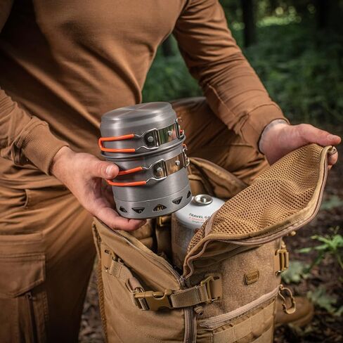 M-Tac Camping Dish Set 2 PCS - Pan and Pot with Heat Exchanger - Outdoor Compact Cookware Kit Gear for Backpacking Travel Hiking Picnic in Saudi Arabia