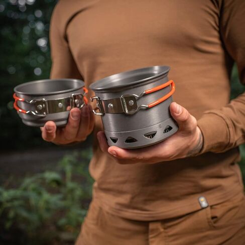 M-Tac Camping Dish Set 2 PCS - Pan and Pot with Heat Exchanger - Outdoor Compact Cookware Kit Gear for Backpacking Travel Hiking Picnic in Saudi Arabia