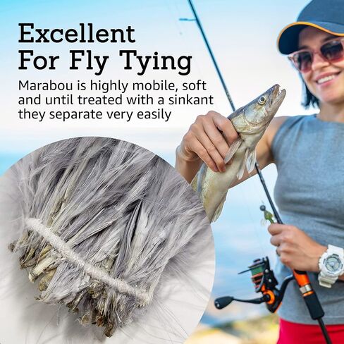 Creative Angler Strung Marabou Bird Feathers for Tying Fly Fishing Flies - Fly Tying Accessories - Perfect Choice for Tail & Wings and Easy to Tie On The Lure in Saudi Arabia