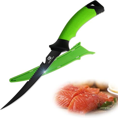 koodbuer Fishing Filet Knives 8.3“, Professional Bait Knives for Filleting Fish and Boning Meat, Sharp Stainless-Steel Non-Stick Coating Blade, Non-Slip Handles&ABS Protective in Saudi Arabia