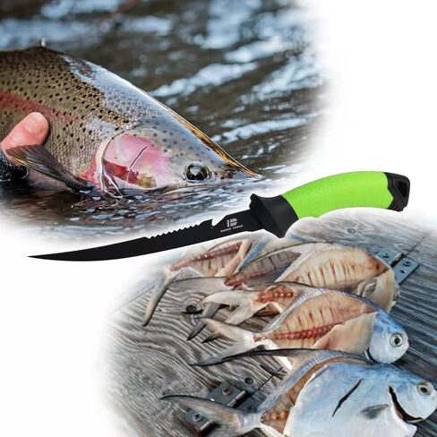koodbuer Fishing Filet Knives 8.3“, Professional Bait Knives for Filleting Fish and Boning Meat, Sharp Stainless-Steel Non-Stick Coating Blade, Non-Slip Handles&ABS Protective in Saudi Arabia
