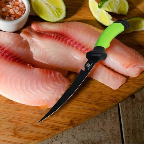 koodbuer Fishing Filet Knives 8.3“, Professional Bait Knives for Filleting Fish and Boning Meat, Sharp Stainless-Steel Non-Stick Coating Blade, Non-Slip Handles&ABS Protective in Saudi Arabia
