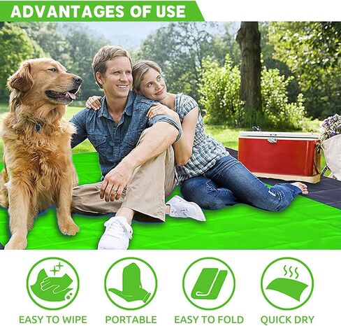 Beach Blanket Waterproof Sandproof Extra Large Picnic Mat Quick Drying Beach Mat Sand Free with 4 Stakes for Outdoor Travel Camping Hiking 79'x83' Dark Green in Kuwait