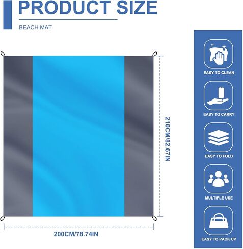 KASSAE Beach Blanket Waterproof Sandproof, 79''×83'' 4-7 Adults Extra Large Beach Blanket, Beach Mat for Beach Travel Camping Hiking Picnic in Saudi Arabia