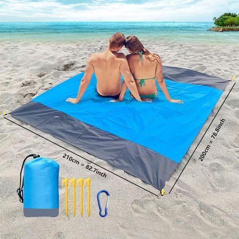 KASSAE Beach Blanket Waterproof Sandproof, 79''×83'' 4-7 Adults Extra Large Beach Blanket, Beach Mat for Beach Travel Camping Hiking Picnic in Saudi Arabia