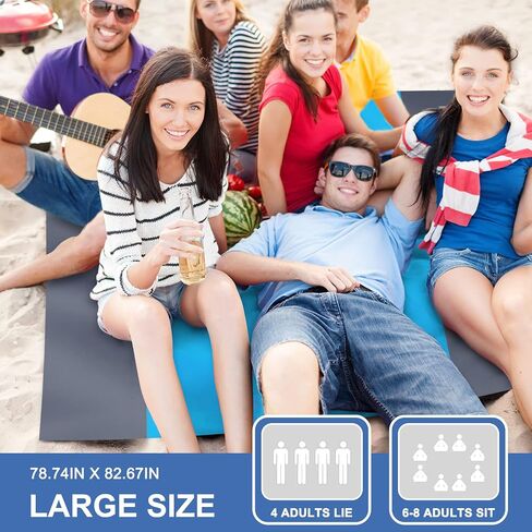 KASSAE Beach Blanket Waterproof Sandproof, 79''×83'' 4-7 Adults Extra Large Beach Blanket, Beach Mat for Beach Travel Camping Hiking Picnic in Saudi Arabia