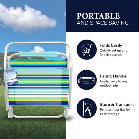 Caribbean Joe Folding Beach Chair, 1 Position Lightweight and Portable Foldable Outdoor Camping Chair, Teal in Saudi Arabia