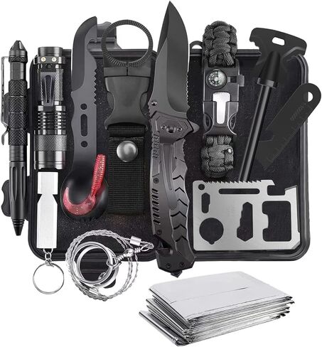 Gearedt Survival Kit, 16 in 1 Professional Survival Gear Tool Emergency Tactical First Aid Equipment Supplies Kits Gifts Idear for Men Him Women Families Hiking Camping Fishing Adventures in Saudi Arabia