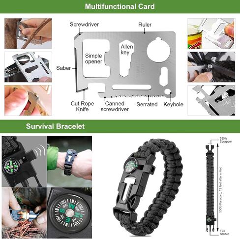 Gearedt Survival Kit, 16 in 1 Professional Survival Gear Tool Emergency Tactical First Aid Equipment Supplies Kits Gifts Idear for Men Him Women Families Hiking Camping Fishing Adventures in Saudi Arabia