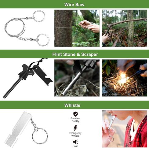Gearedt Survival Kit, 16 in 1 Professional Survival Gear Tool Emergency Tactical First Aid Equipment Supplies Kits Gifts Idear for Men Him Women Families Hiking Camping Fishing Adventures in Saudi Arabia