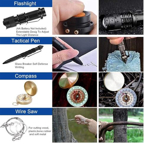 هدايا للأب الرجال له مجموعة البقاء على قيد الحياة 36 في 1، معدات ومعدات البقاء على قيد الحياة، أدوات رائعة لعيد الأب للرجال، أفكار هدايا عيد الميلاد للزوج والصديق في سن المراهقة، حشوات تخزين للتخييم في حالات الطوارئ in Kuwait