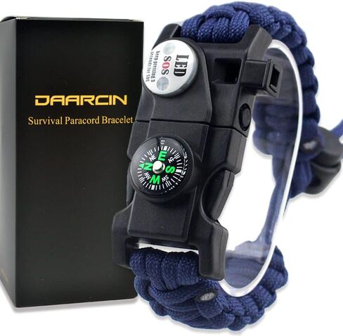 Daarcin Survival Paracord Bracelet,Fire Starter,Waterproof SOS Light, Compass, Whistle, Adjustable AK87 20 in 1,Outdoor Ultimate Tactical Survival Gear Set,Gift for Kids,Men in Saudi Arabia