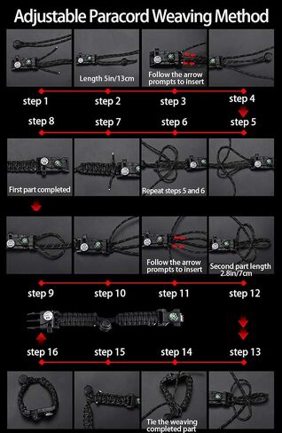 Daarcin Survival Paracord Bracelet,Fire Starter,Waterproof SOS Light, Compass, Whistle, Adjustable AK87 20 in 1,Outdoor Ultimate Tactical Survival Gear Set,Gift for Kids,Men in Saudi Arabia
