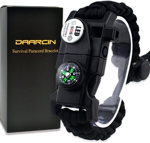 Survival Paracord Bracelet,Fire Starter,Waterproof SOS Light, Compass, Whistle, Adjustable AK87 20 in 1,Outdoor Ultimate Tactical Survival Gear Set,Gift for Kids,Men in Kuwait