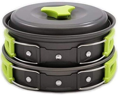 Camping Cookware 16 Piece Set - Gear Essentials for Backpacking Hiking Scouting and Travel - Full Cooking Mess Kit with Pot Pans Bowls Stove Utensils and Accessories in Saudi Arabia