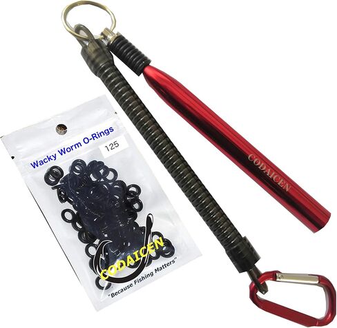 Wacky Rig Worm Fishing Tool Kit - Wacky Rig Tool, 125 Wacky Worm O-Rings, 10 Weedless Fishing Hooks and 6 Senko Style Salted Worms Stick Bait for Bass Fishing in Kuwait