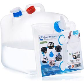 Gowithwind Collapsible Water Container Jug with Spigot, 5.3 Gallon BPA Free Camping Water Storage Carrier for Outdoor Hiking Backpacking & Emergency Survival Kit, Foldable Portable Canteen