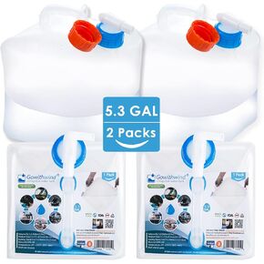 Gowithwind Collapsible Water Container Jug with Spigot, 5.3 Gallon BPA Free Camping Water Storage Carrier for Outdoor Hiking Backpacking & Emergency Survival Kit, Foldable Portable Canteen