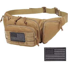 Concealed Pistol Fanny Pack ，Tactical Waist Bag Carry Gun Holster Fits Handgun, 1911 and More with U.S Patch