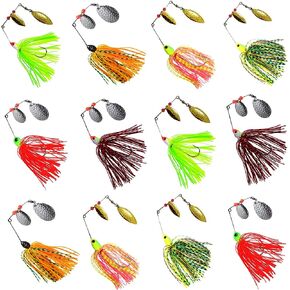 Fishing Lures Spinnerbaits,6/12pcs Bass Fishing Lures Weedless Spinner Baits Bass Lures Multicolor Buzzbaits Skirts Jigs for Bass Trout Walleye Pike Salmon Fishing in Saudi Arabia