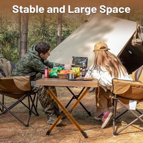TIMBER RIDGE Folding Camping Table Adjustable Height, 4-6 Person Lightweight Aluminum Roll-up Table for Camping Outdoor Picnic BBQ Backyard Party Support 110lbs in Saudi Arabia