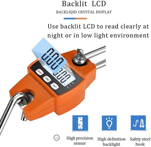 Hanging Weight Scale Industrial Heavy Duty for Farm, Hunting, Bow Draw Weight, Big Fish & Hoyer Lift with Accurate Sensor Digital, Professional (440LBS Orange) in Kuwait