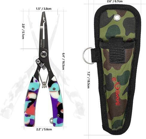 SAMSFX Locking Fishing Pliers Saltwater Resistant Teflon Coated Briad Line Cutters with Wire Coiled Lanyard, Sheath & Quick Knot Tool Combo in Kuwait