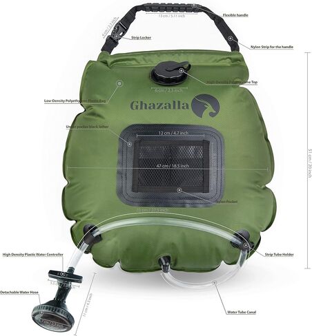 Portable Solar Camping Showers Bag for Hot Water, Solar Shower Bag 5 Gallons/20L, Solar Portable Showers for Camping, Portable Outdoor Shower Camping, Removable Hose and Switchable Shower Head in Saudi Arabia