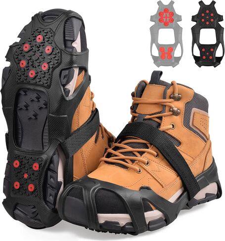 Ice Cleats for Shoes and Boots Tungsten Crampons Non-Slip Shoe Spikes Grippers for Snow and Ice Traction Cleats with Reflective Heel Slip-on Snow Cleats for Men Women Winter Walking in Saudi Arabia