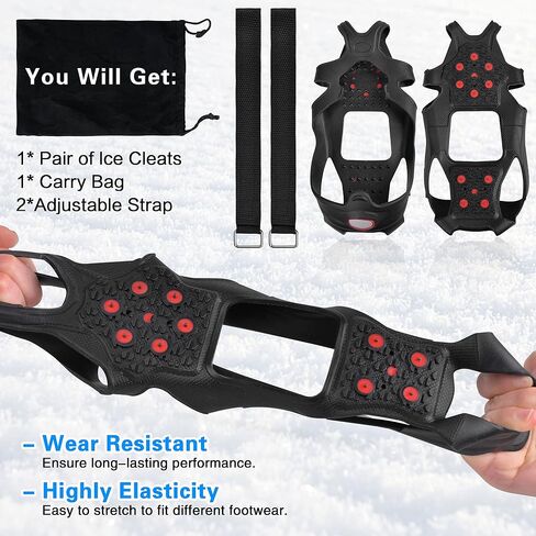 Ice Cleats for Shoes and Boots Tungsten Crampons Non-Slip Shoe Spikes Grippers for Snow and Ice Traction Cleats with Reflective Heel Slip-on Snow Cleats for Men Women Winter Walking in Saudi Arabia