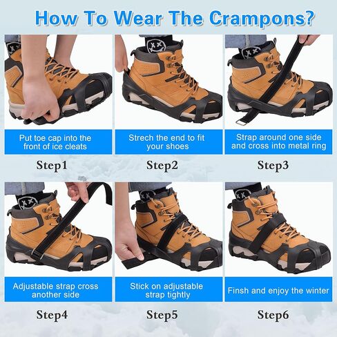 Ice Cleats for Shoes and Boots Tungsten Crampons Non-Slip Shoe Spikes Grippers for Snow and Ice Traction Cleats with Reflective Heel Slip-on Snow Cleats for Men Women Winter Walking in Saudi Arabia