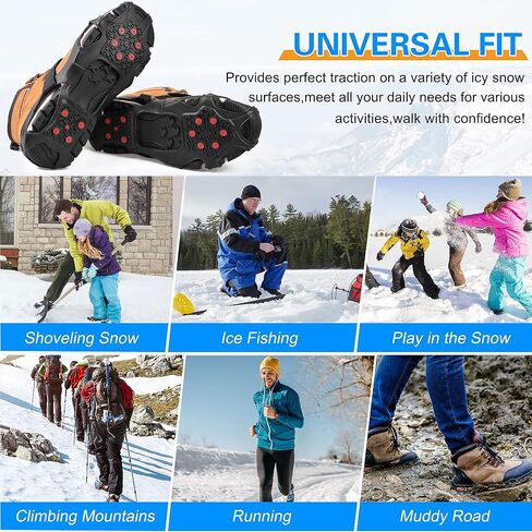 Ice Cleats for Shoes and Boots Tungsten Crampons Non-Slip Shoe Spikes Grippers for Snow and Ice Traction Cleats with Reflective Heel Slip-on Snow Cleats for Men Women Winter Walking in Saudi Arabia