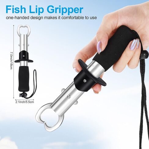 4 Pieces Fishing Tools Set Fishing Pliers Hook Remover Split Ring with Sheath and Lanyard, Fish Lip Gripper, Fish Hook Remover T-Shaped Hook Separator Tool and Cut-Resistant Non-Slip Gloves in Saudi Arabia