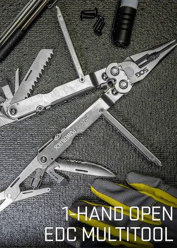 SOG PowerLock متعدد الأدوات - تقنية الرافعة المالية المركبة مع جهاز تجعيد التخلص من الذخائر المتفجرة، هيكل من الفولاذ المقاوم للصدأ 420، 18 أداة متخصصة خفيفة الوزن (B61N-CP)، أسود in Kuwait