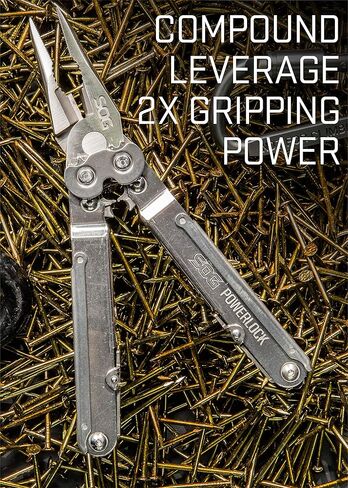 SOG PowerLock متعدد الأدوات - تقنية الرافعة المالية المركبة مع جهاز تجعيد التخلص من الذخائر المتفجرة، هيكل من الفولاذ المقاوم للصدأ 420، 18 أداة متخصصة خفيفة الوزن (B61N-CP)، أسود in Kuwait