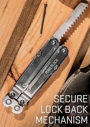 SOG PowerLock متعدد الأدوات - تقنية الرافعة المالية المركبة مع جهاز تجعيد التخلص من الذخائر المتفجرة، هيكل من الفولاذ المقاوم للصدأ 420، 18 أداة متخصصة خفيفة الوزن (B61N-CP)، أسود in Kuwait