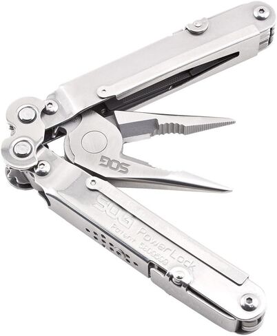 SOG PowerLock متعدد الأدوات - تقنية الرافعة المالية المركبة مع جهاز تجعيد التخلص من الذخائر المتفجرة، هيكل من الفولاذ المقاوم للصدأ 420، 18 أداة متخصصة خفيفة الوزن (B61N-CP)، أسود in Kuwait