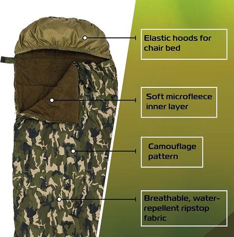 اكياس نوم للبالغين من بروتيكتونيك - كيس نوم 4 مواسم للطقس البارد والدافئ - كيس نوم مموه للتخييم والمشي لمسافات طويلة - كيس نوم عسكري خفيف الوزن ومحمول in Kuwait
