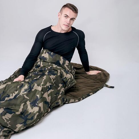اكياس نوم للبالغين من بروتيكتونيك - كيس نوم 4 مواسم للطقس البارد والدافئ - كيس نوم مموه للتخييم والمشي لمسافات طويلة - كيس نوم عسكري خفيف الوزن ومحمول in Kuwait
