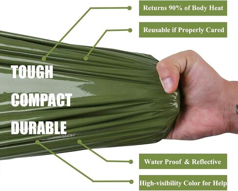 حقيبة نوم للطوارئ من Mezonn ومأوى للخيمة، تستخدم كبطانية للطوارئ، معدات بقاء خفيفة الوزن للمشي لمسافات طويلة في الهواء الطلق والتخييم والدفء بعد الزلازل والأعاصير والكوارث الأخرى in Kuwait