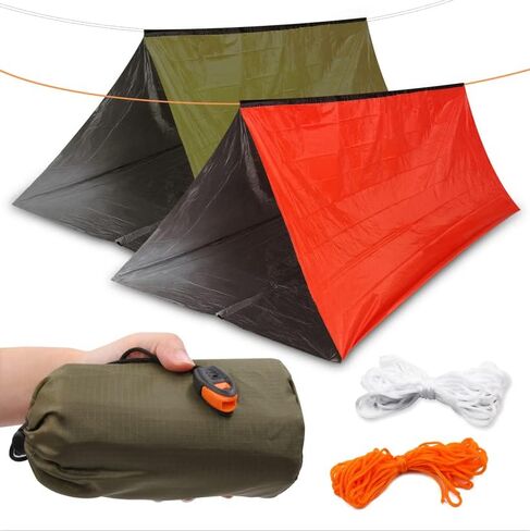 BENGKU Survival Emergency Shelter, Emergency Blanket for Survival, 2-Pack Bivy Sack, Tube Tent with Whistle for Camping & Hiking in Saudi Arabia